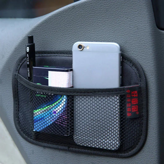 Auto-Leder-Mesh-Tasche aus Oxford-Gewebe zur Aufbewahrung von Netztaschen. Auto-Innenorganisator für Handys, Münzen und Schlüssel. Autoaufbewahrung und -ordnungswerkzeug.